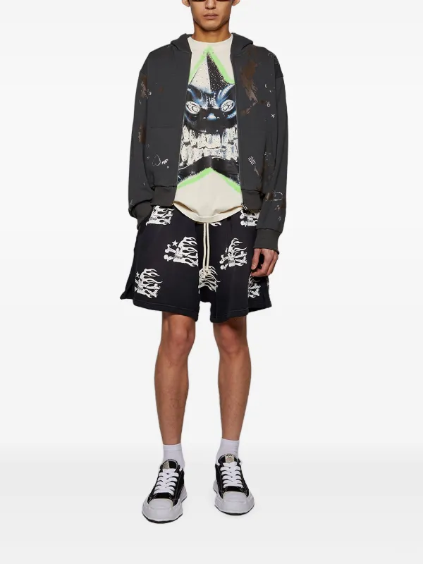 HELLSTAR skull-print Shorts | Black | FARFETCH JO