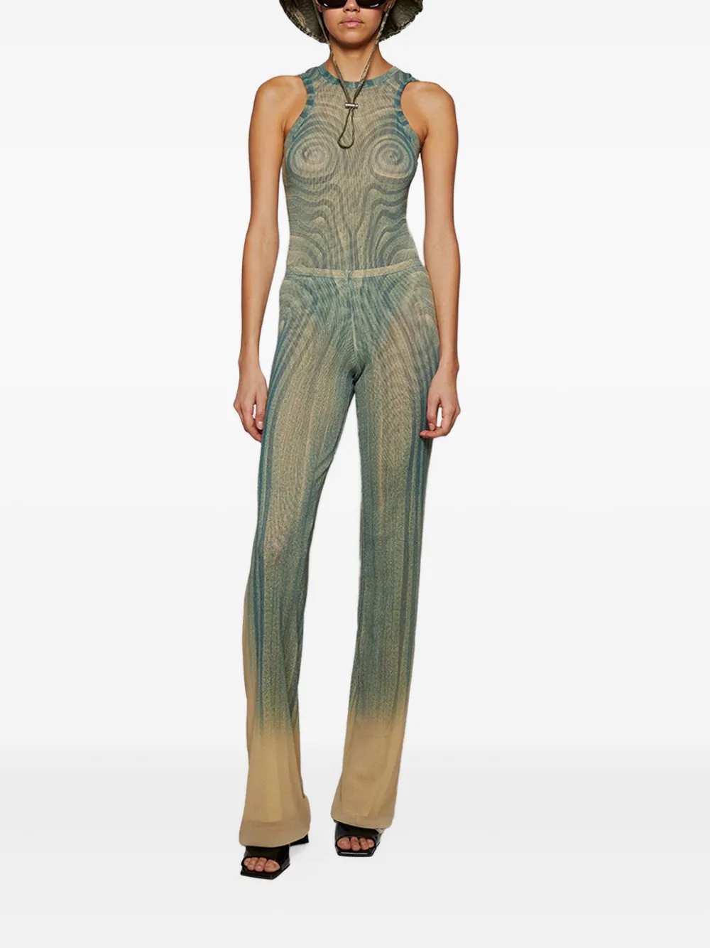 Jean Paul Gaultier Mesh body met print Blauw