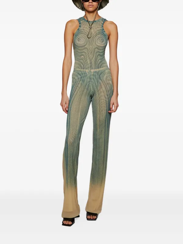 Jean Paul Gaultier spiral-print Mesh Bodysuit | Blue | FARFETCH