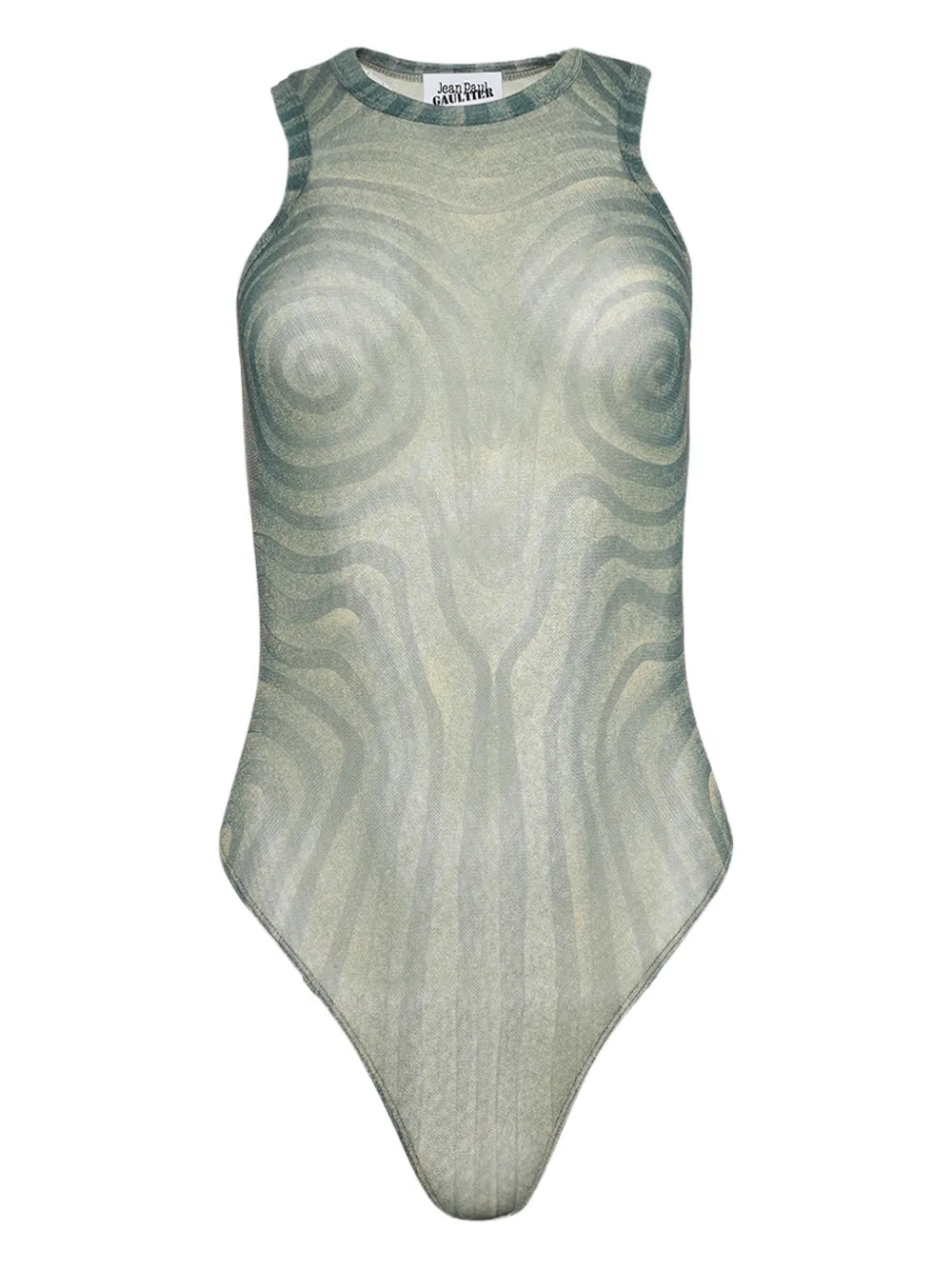 Jean Paul Gaultier Spiral-print Mesh Bodysuit