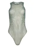 Jean Paul Gaultier spiral-print mesh bodysuit - Blue