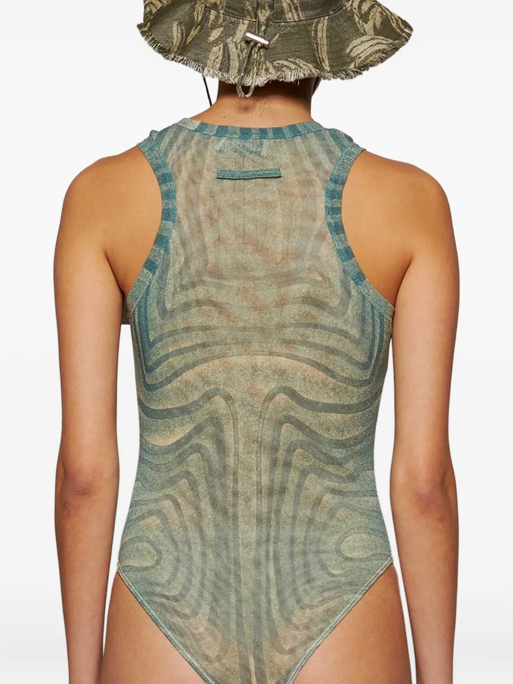 Jean Paul Gaultier Mesh body met print Blauw