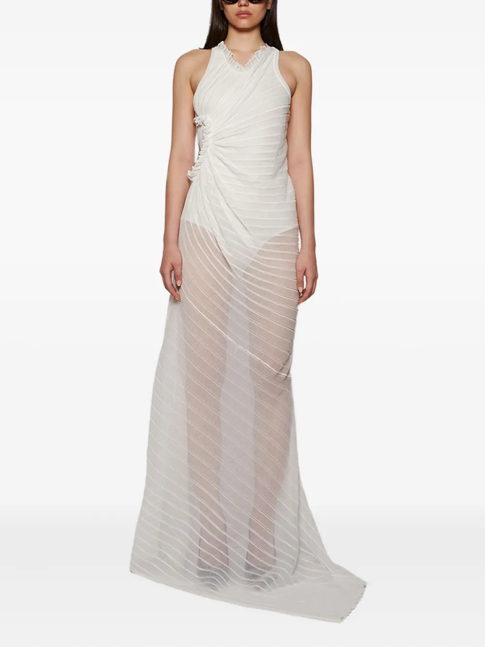 Victoria Beckham gathered sleeveless dress Wit