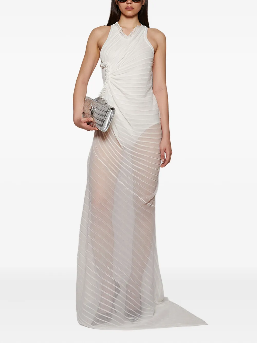 Victoria Beckham gathered sleeveless dress Wit