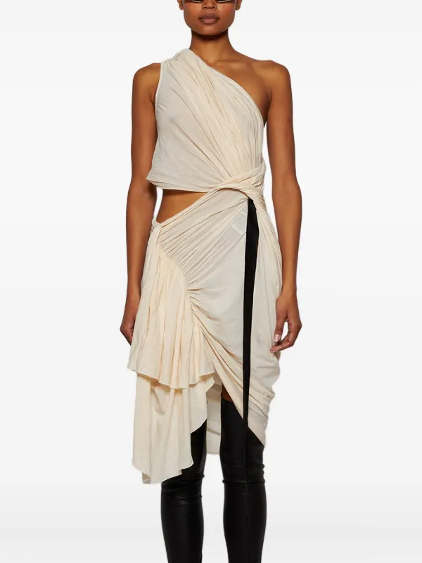 Rick Owens DRKSHDW Fog Asymmetric Draped Dress | Neutrals