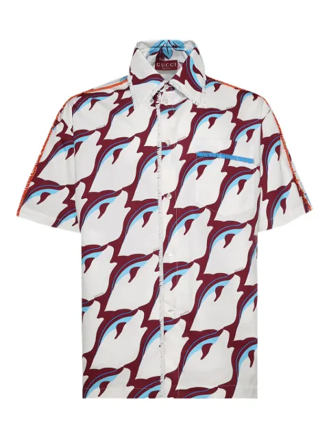 Gucci camisa con delfines estampados