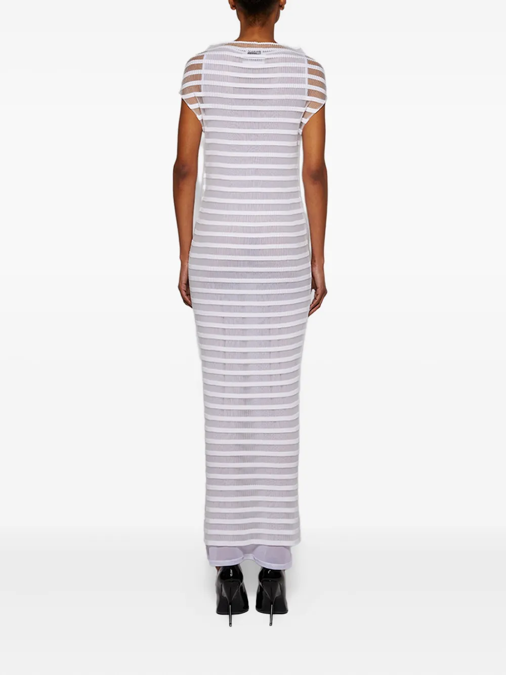 Jean Paul Gaultier striped ribbed maxi dress Wit