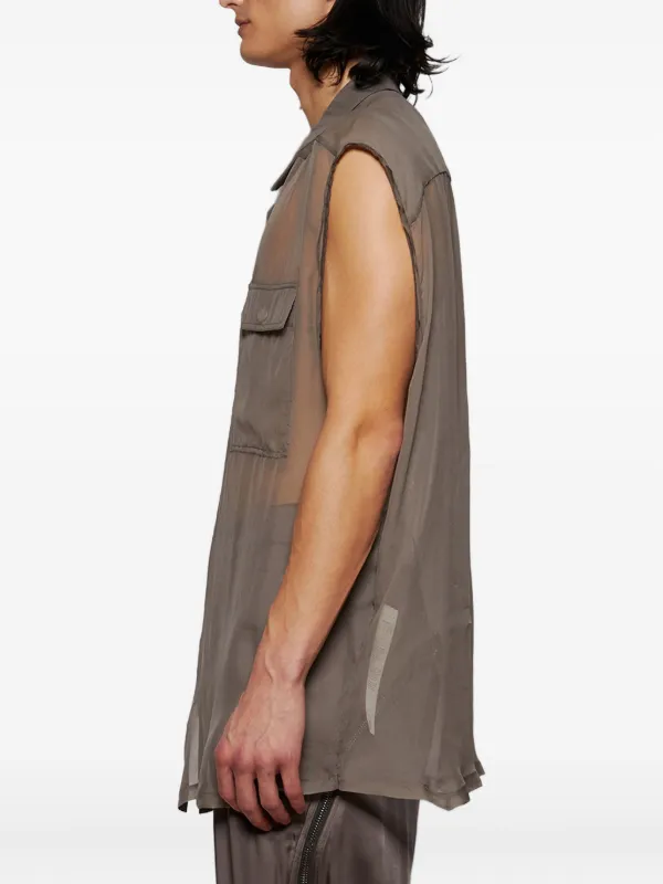 【希少】Rick Owens BABEL ノースリーブ アウターシャツ 50 Rick Owens ノースリーブ シャツ | グレー | FARFETCH JP