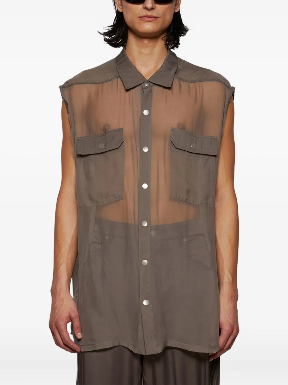 Rick Owens Jumbo Sleeveless Shirt Dust In Burgundy