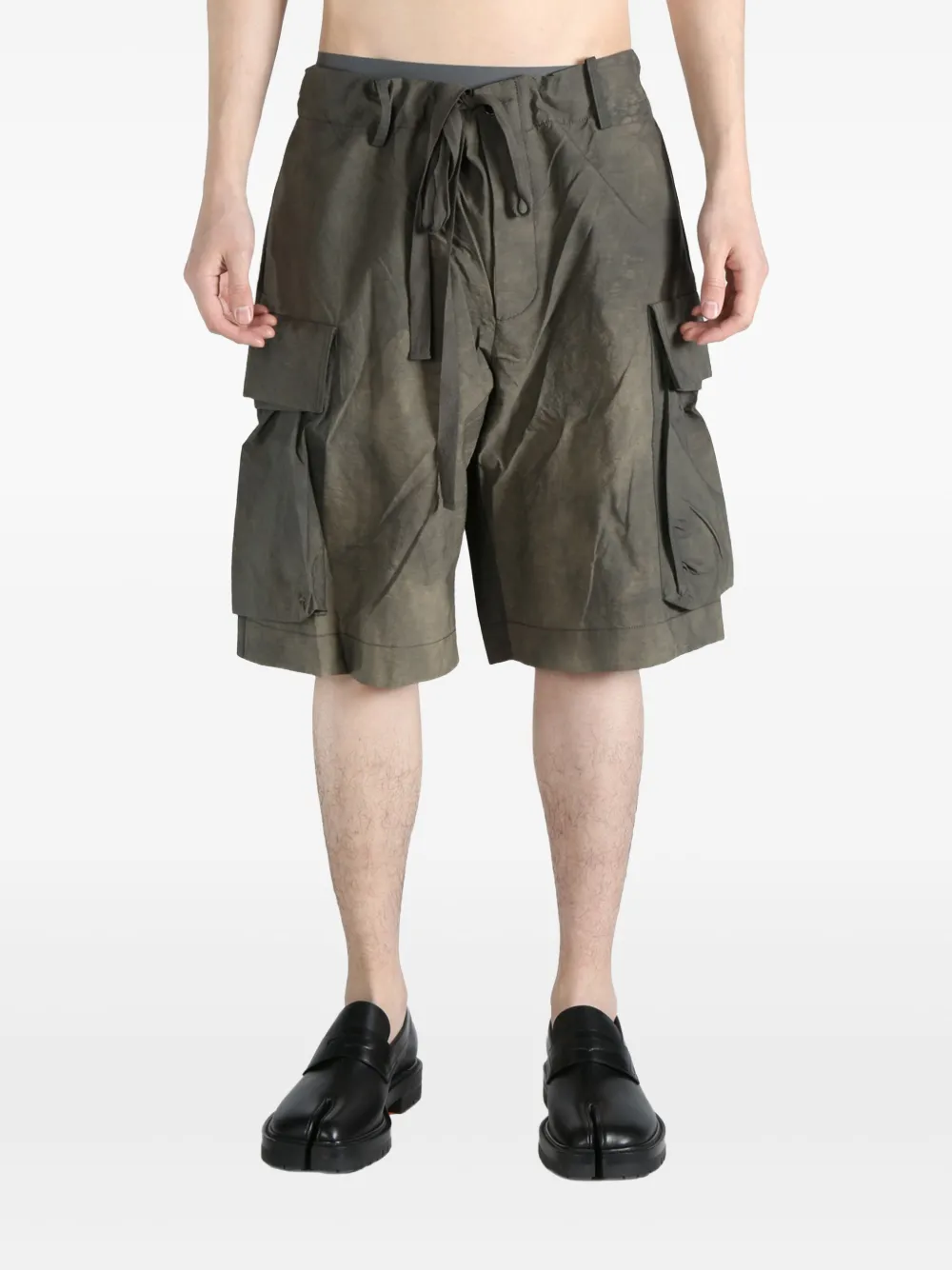 Uma Wang faded-effect cargo shorts - Grijs