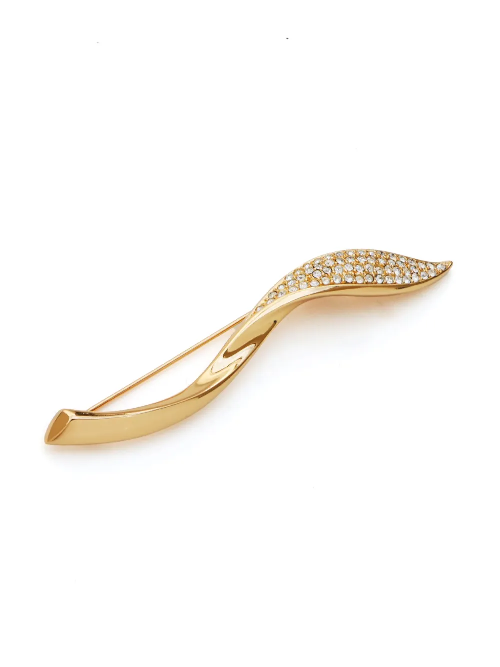 1990s-2000s leaf rhinestone brooch