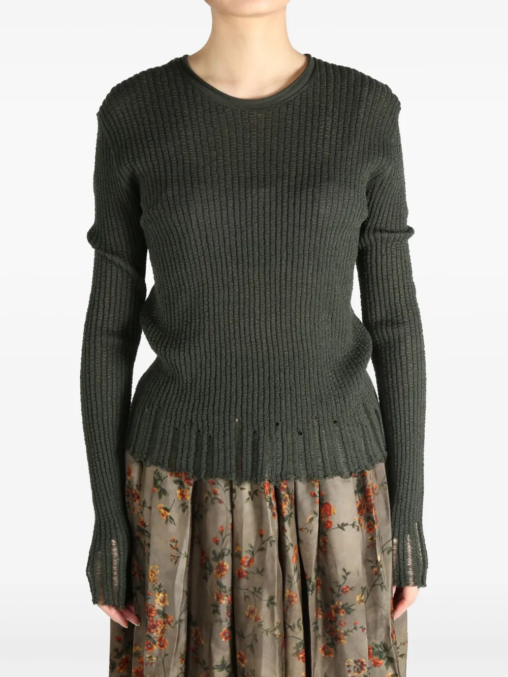 Uma Wang distressed sweater - Groen