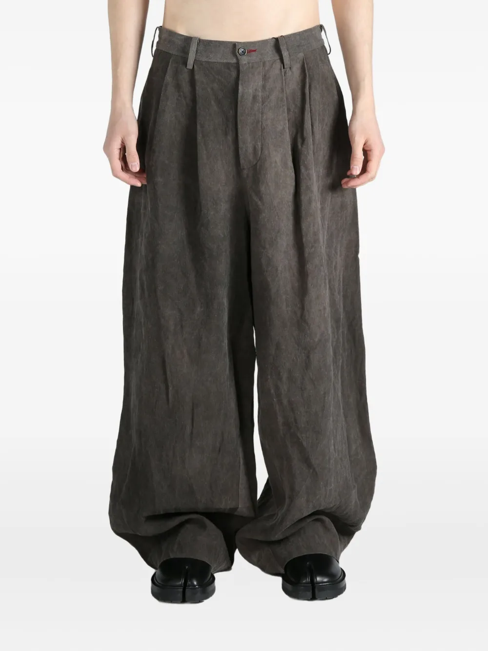 Uma Wang Broek met wijde pijpen - Grijs