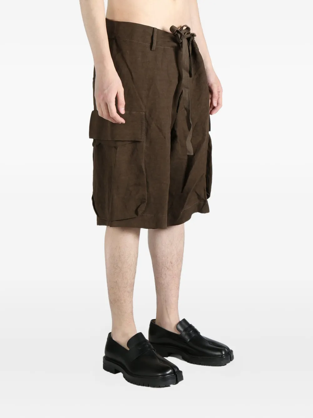 Uma Wang Drawstring Cargo Shorts In Brown