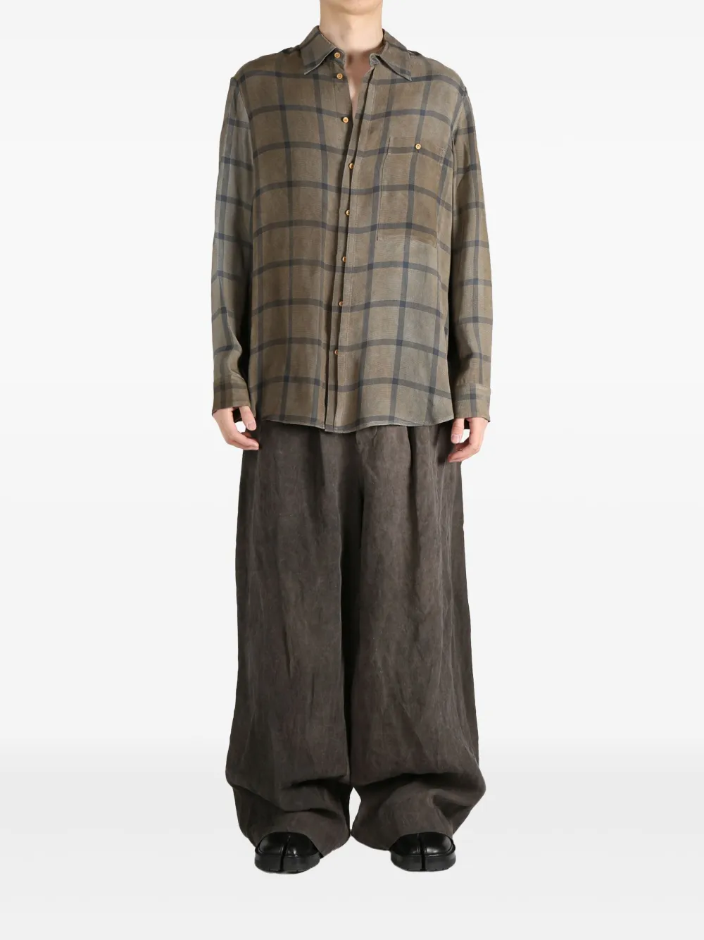 Uma Wang check-pattern shirt - Groen