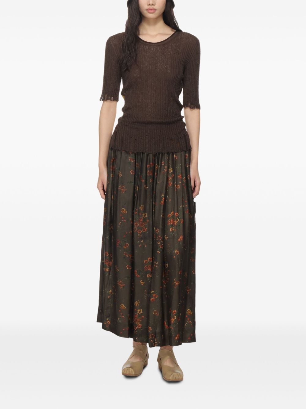 Uma Wang Gillian maxi-rok - Bruin