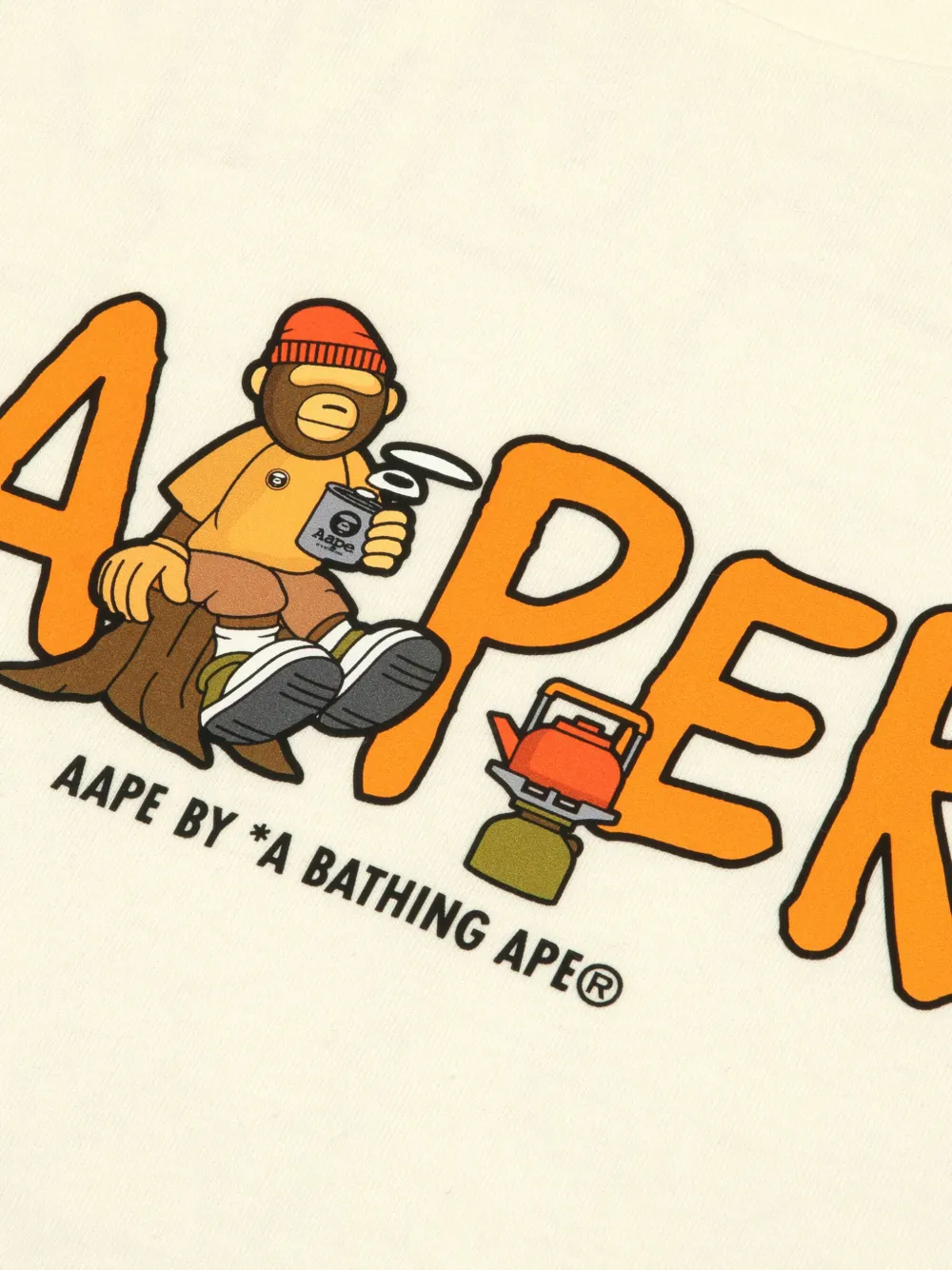 AAPE BY *A BATHING APE T-shirt met logoprint Beige