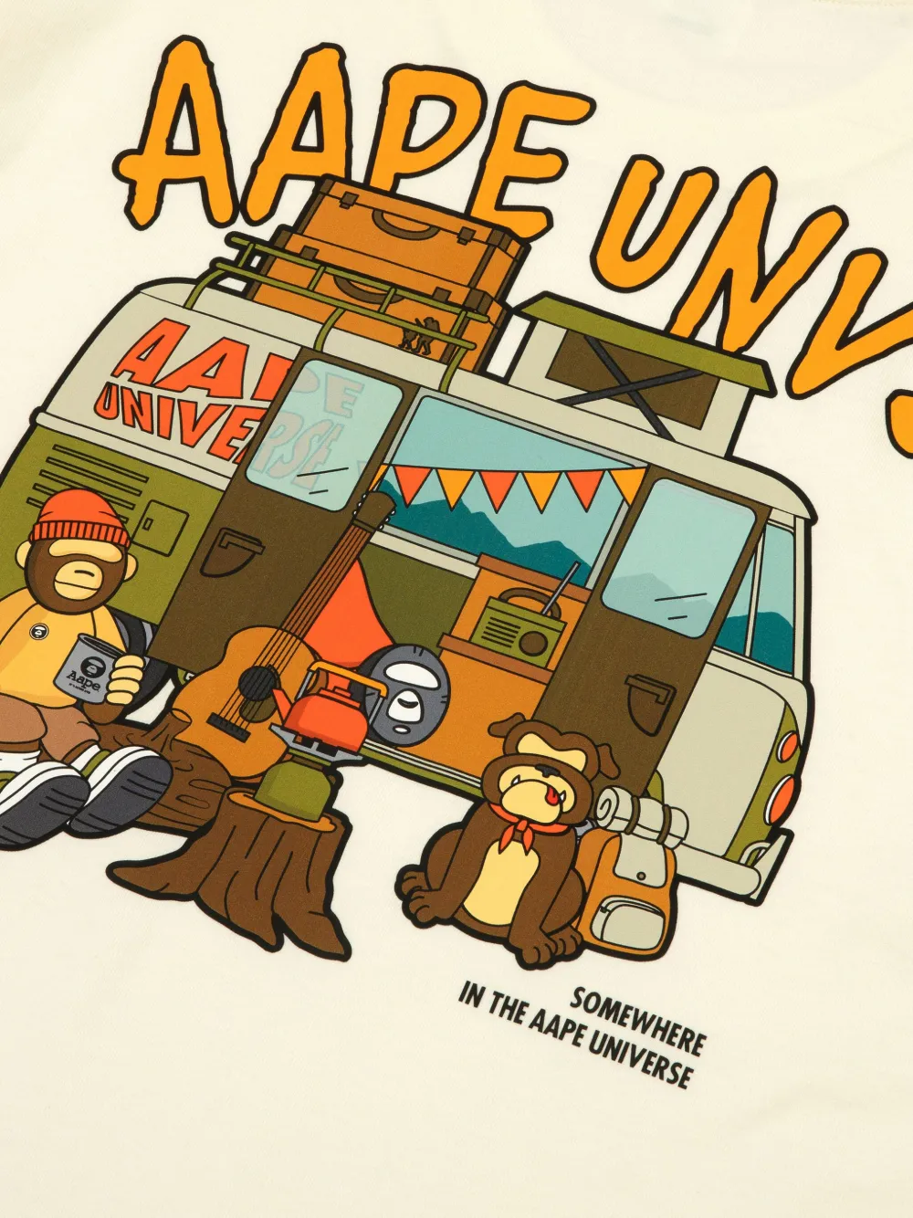 AAPE BY *A BATHING APE T-shirt met logoprint Beige