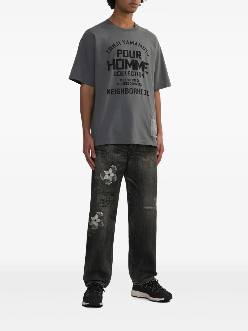 Yohji Yamamoto x Neighborhood T-shirt met tekst-print - Grijs