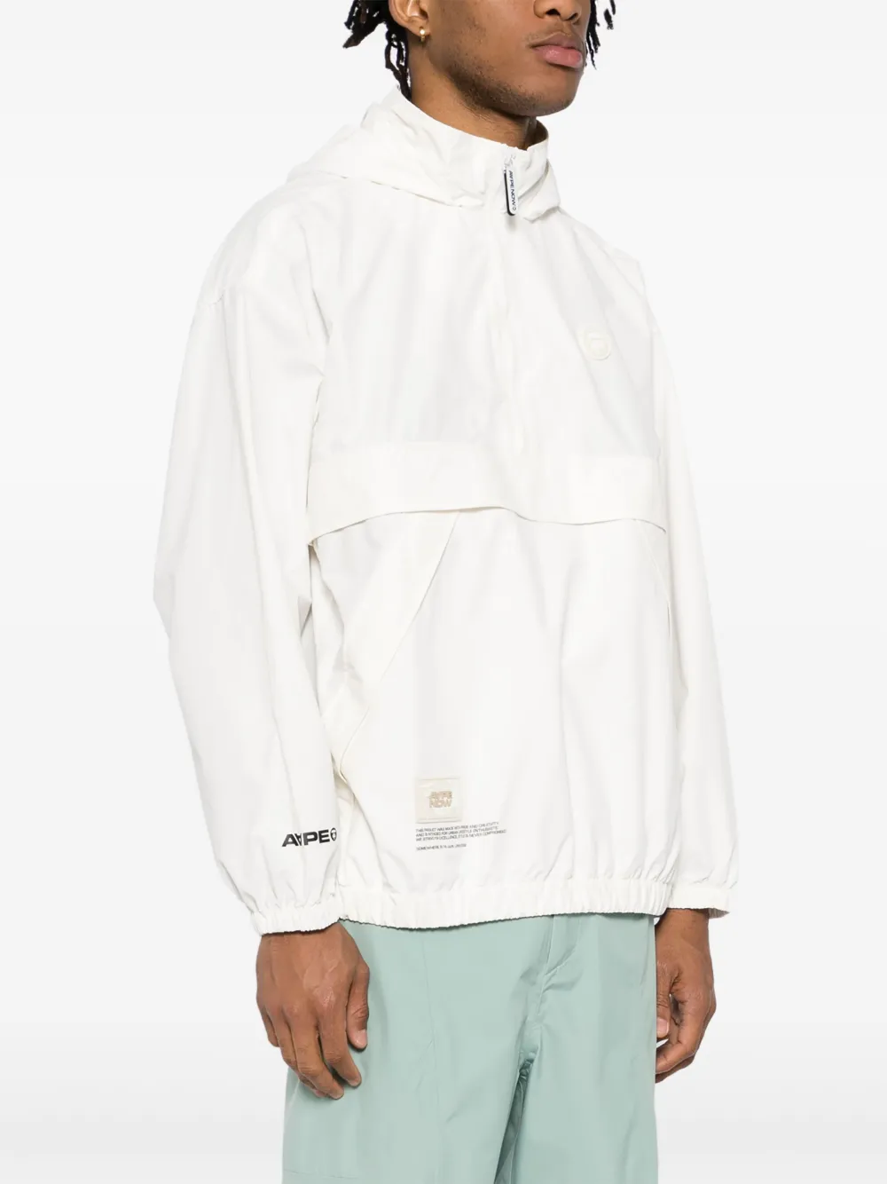 AAPE BY *A BATHING APE AAPENOW jack met halve rits en moonface-logo Wit