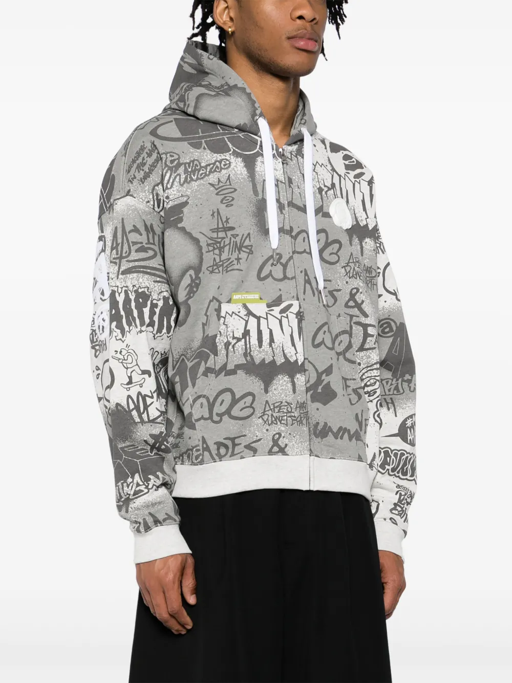 AAPE BY *A BATHING APE Hoodie met rits en graffiti-print Wit
