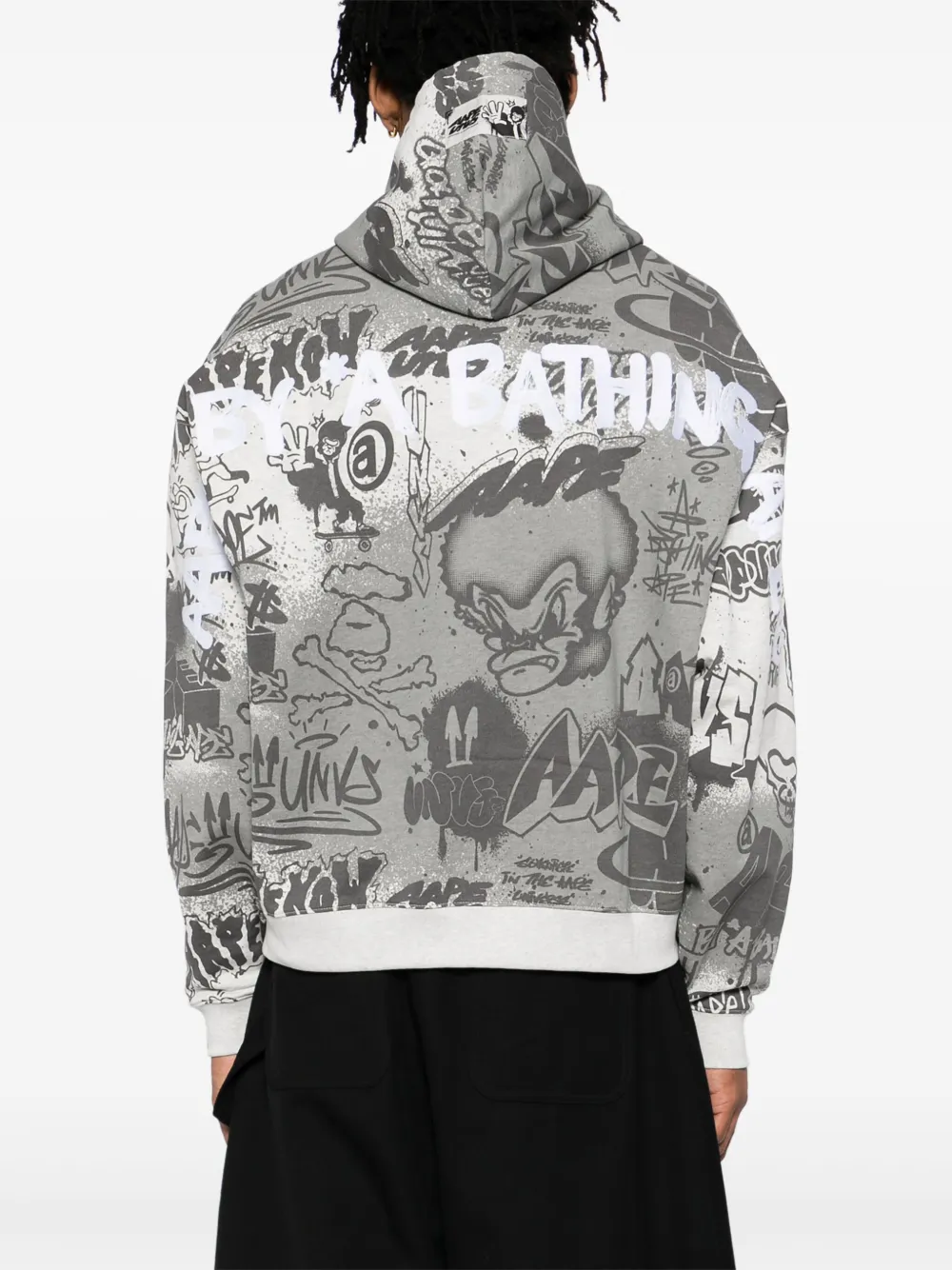 AAPE BY *A BATHING APE Hoodie met rits en graffiti-print Wit