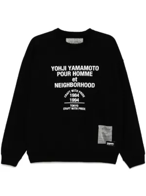 Yohji Yamamoto x NH logo-print Cotton Sweater | Black | FARFETCH GE
