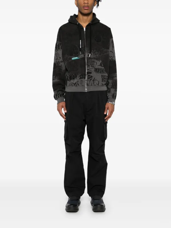 Aape グラフィックパーカー Lサイズ ブラック AAPE BY *A BATHING APE® グラフィティ ジップパーカー