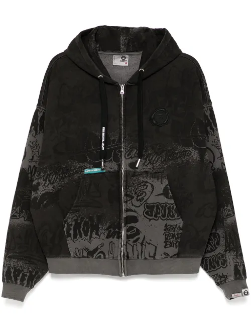 Hoodie zippé à imprimé graffiti - AAPE BY *A BATHING APE® - Modalova