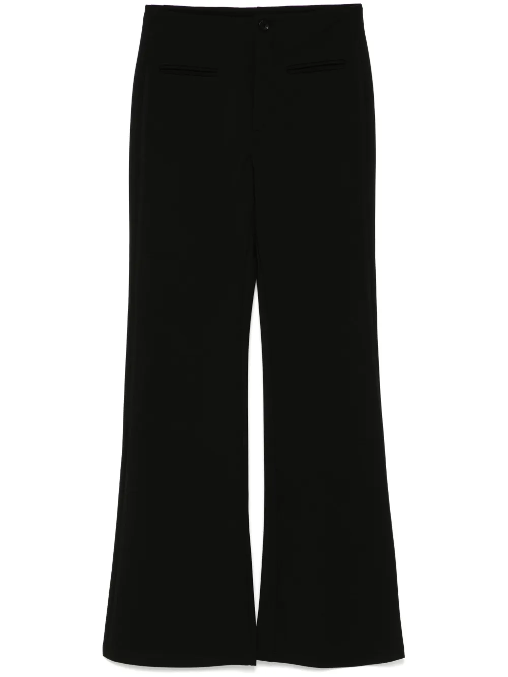 high-waisted flared trousers