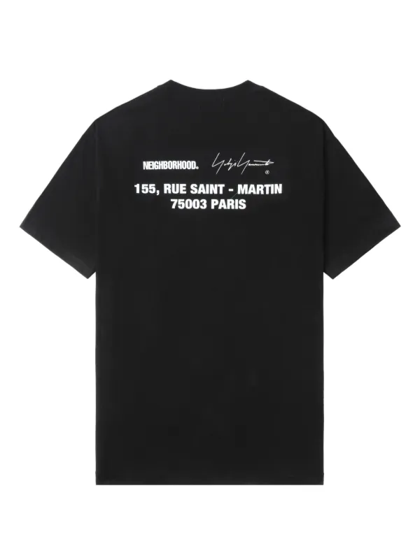 Tシャツ・カットソー Yohji Yamamoto DIFFERENT BORDER GYLOGO TYPED GRAPHIC T-SHIRT Yohji Yamamoto x Neighbourhood Cotton T-shirt | Black | FARFETCH