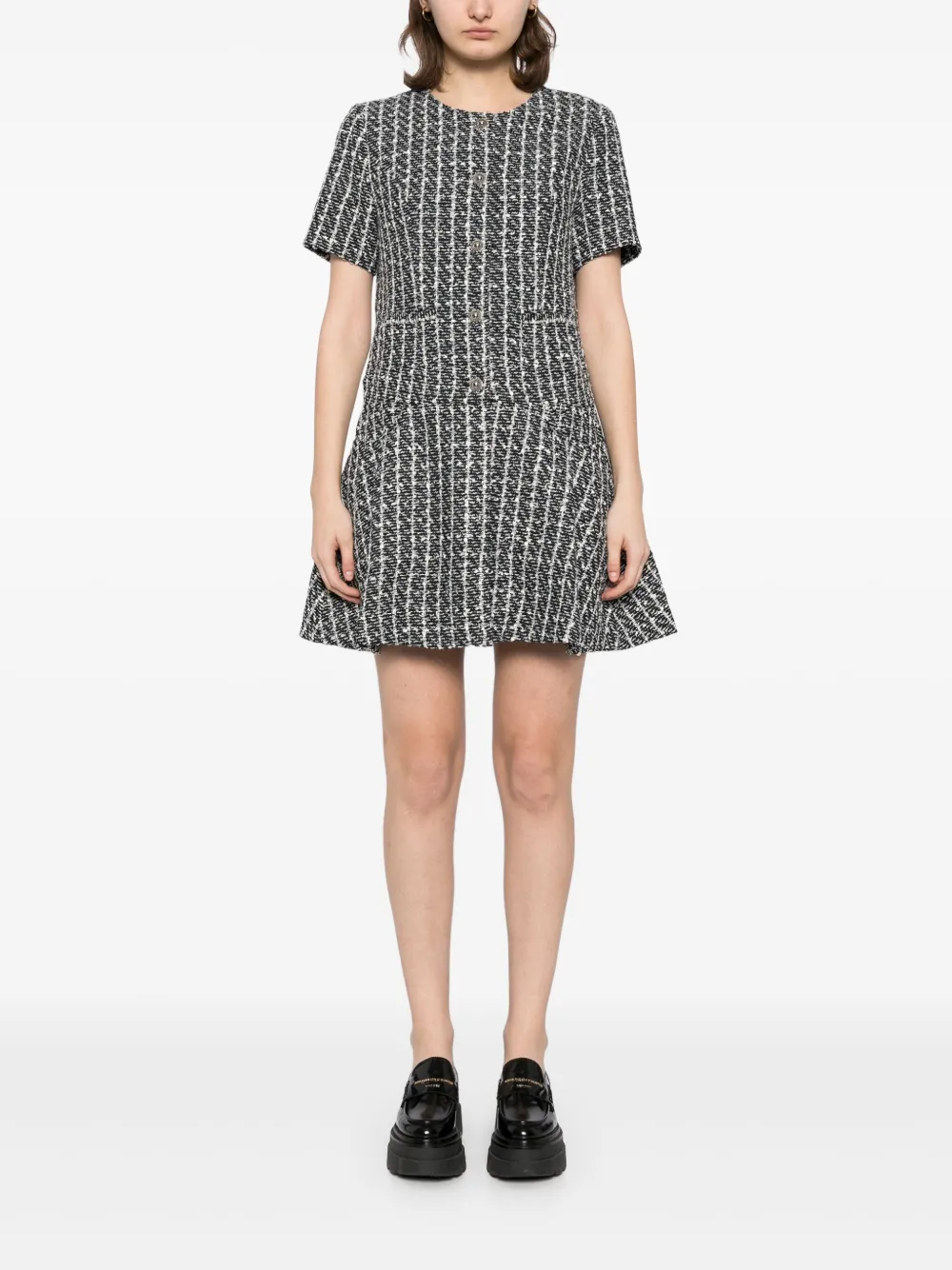 b+ab tweed mini dress - Zwart