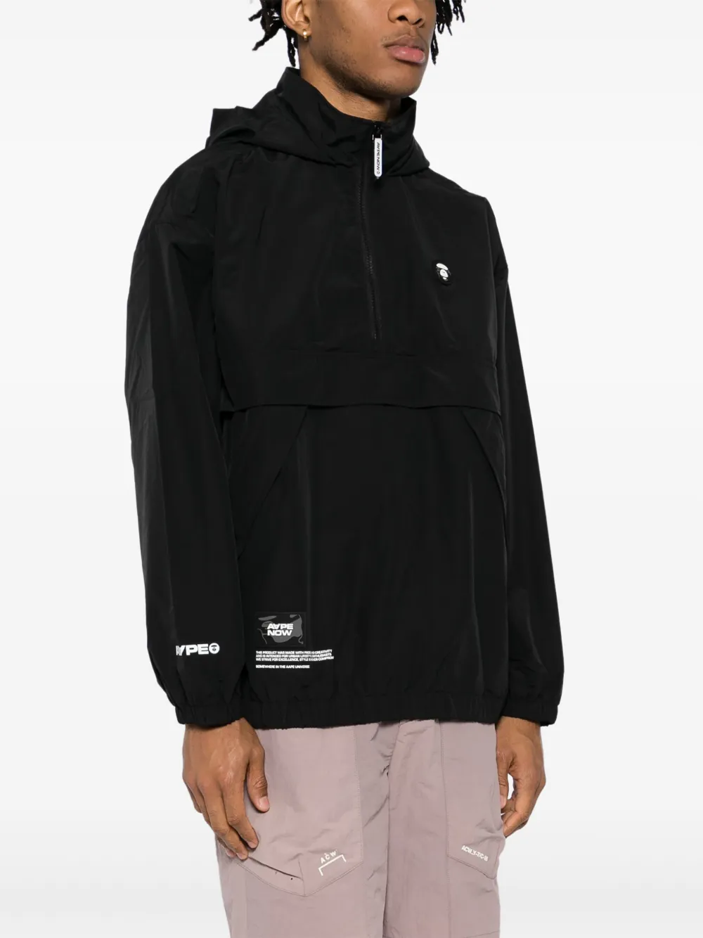 AAPE BY *A BATHING APE AAPENOW jack met halve rits en moonface-logo Zwart