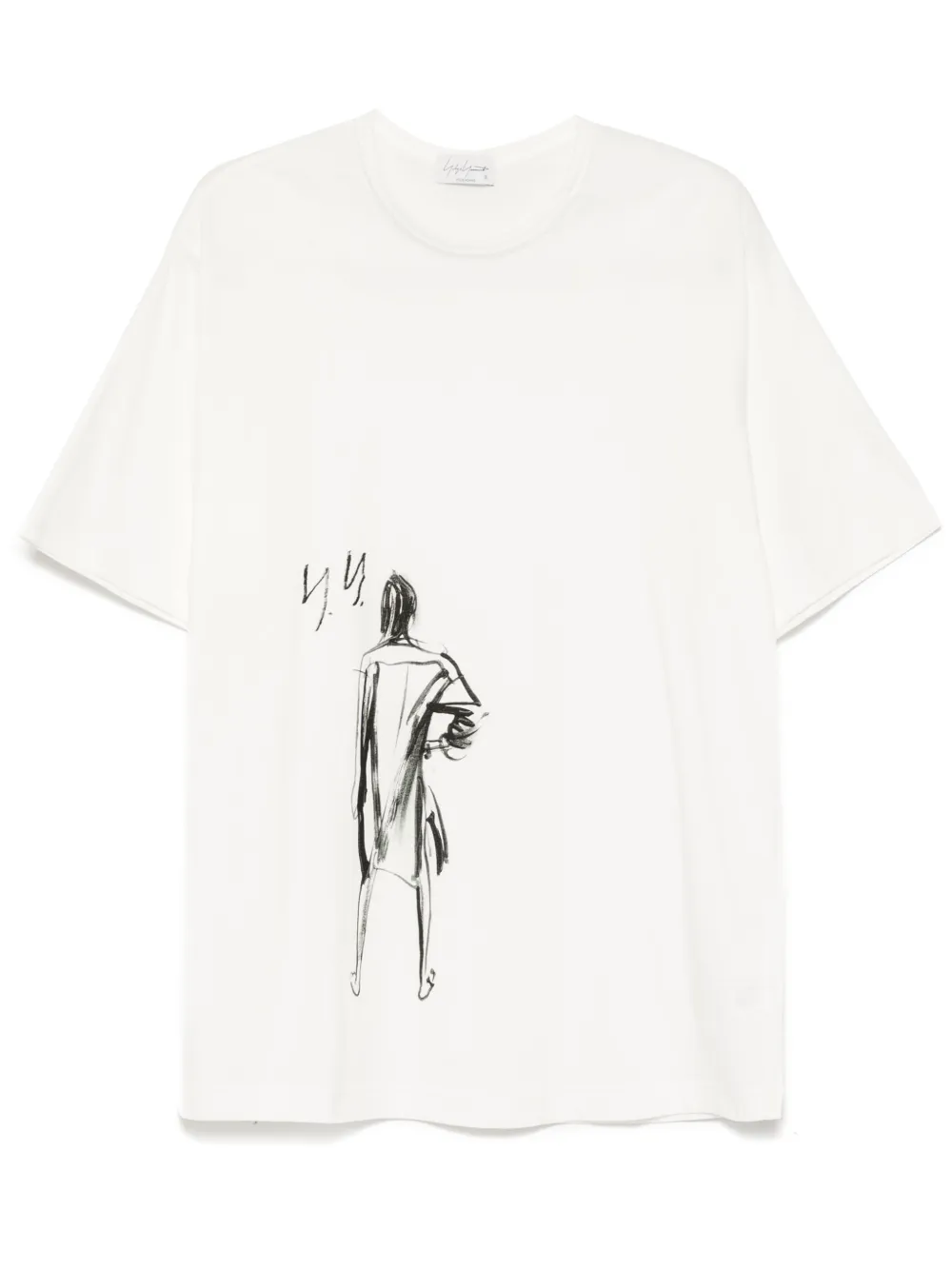 Yohji Yamamoto t-shirt en jersey imprimé - Blanc