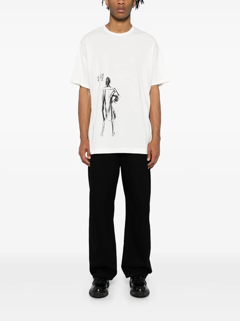 Yohji Yamamoto Jersey T-shirt met print - Wit