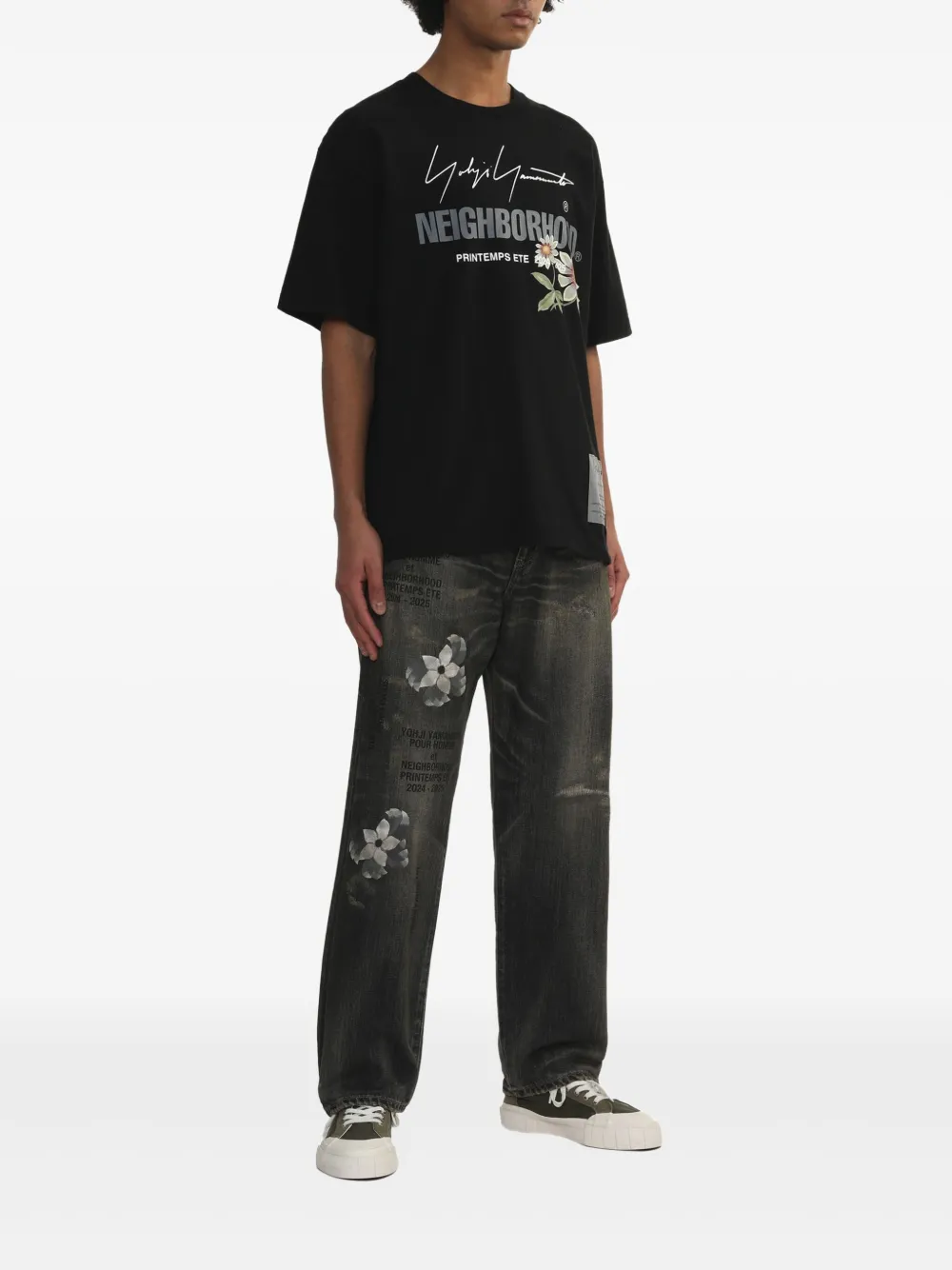 Yohji Yamamoto x Neighborhood katoenen T-shirt - Zwart