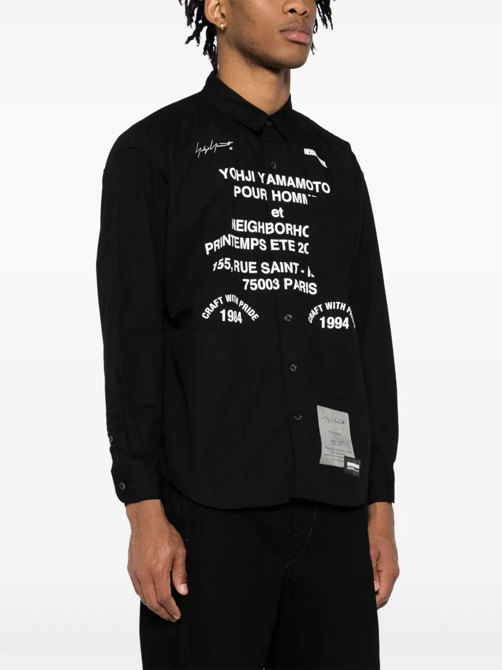 Yohji Yamamoto x Neighborhood overhemd met print en lange mouwen Zwart