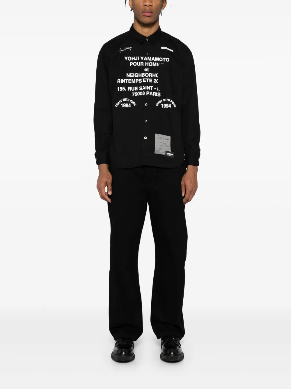 Yohji Yamamoto x Neighborhood overhemd met print en lange mouwen - Zwart