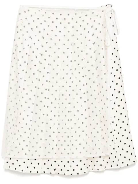 b+ab falda midi a lunares con diseño cruzado