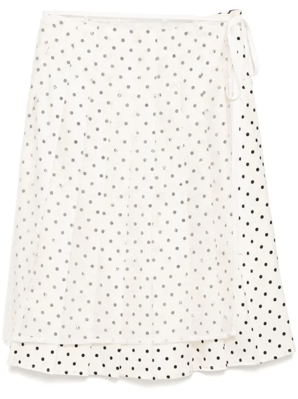 b+ab Polka Dot Wrap Midi Skirt White FARFETCH GE