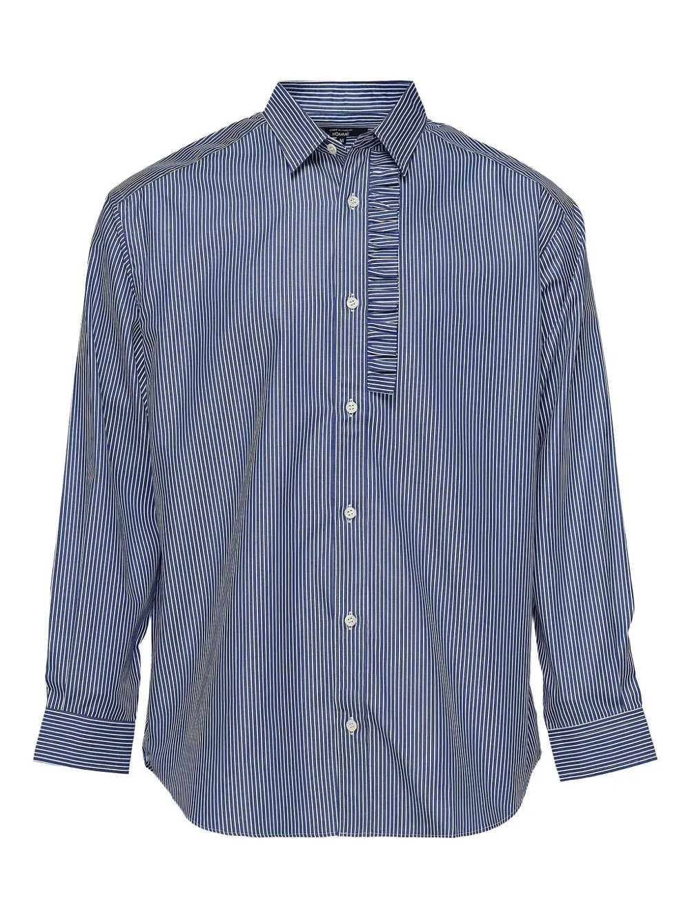 Comme des Garçons Homme striped ruffle-detail shirt - ブルー Comme des Garçons Homme striped ruffle-detail shirt - ブルー