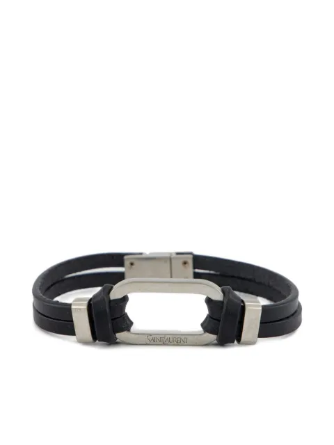 Saint Laurent oval-ring leather bracelet