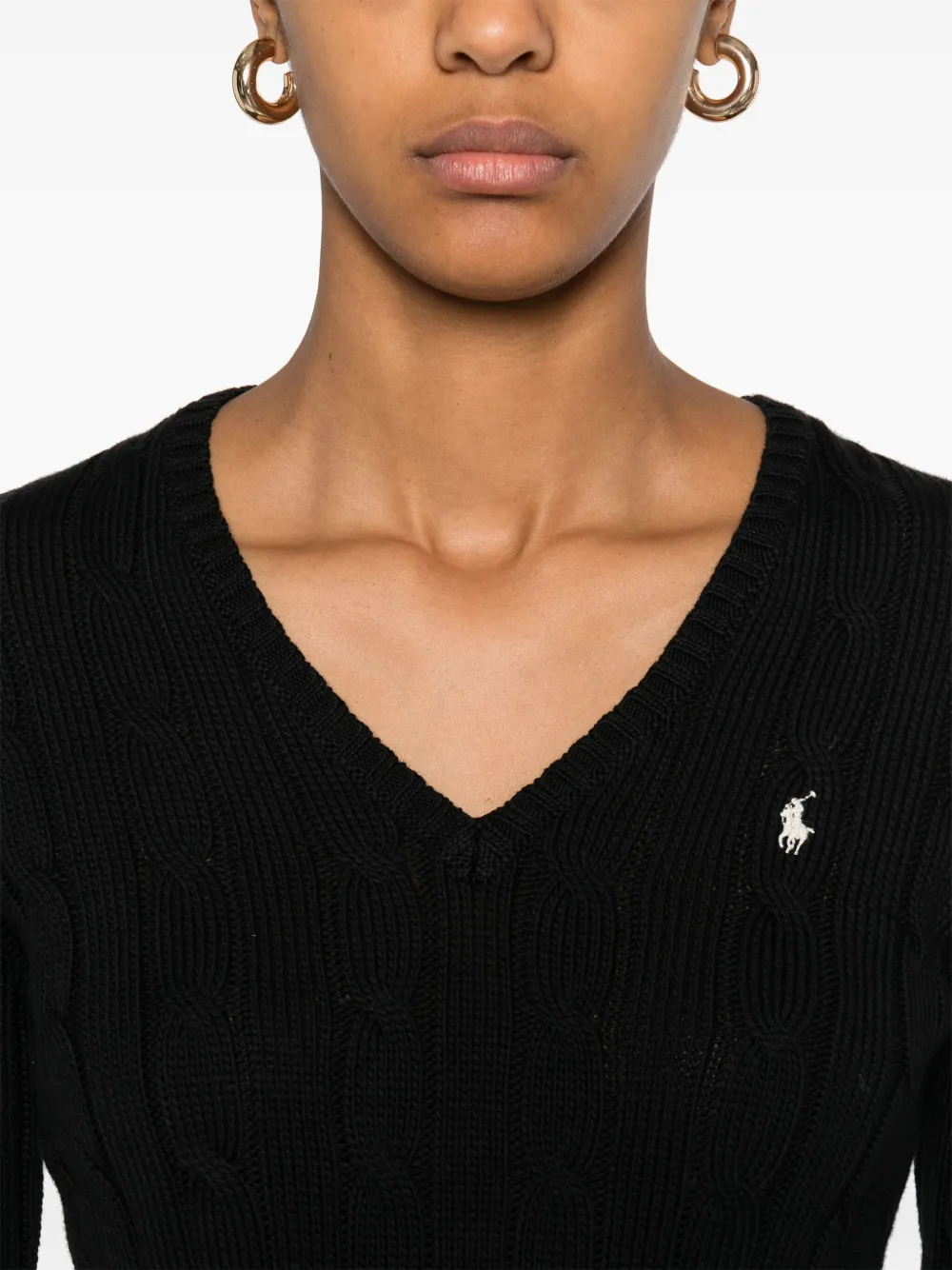 Polo Ralph Lauren Kabelgebreide katoenen trui Zwart