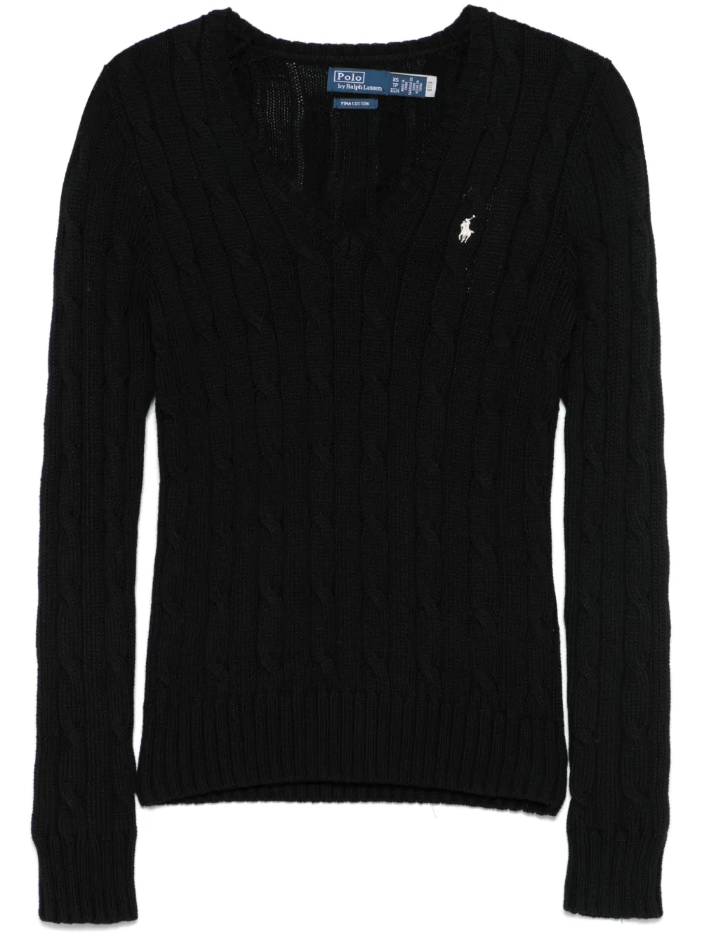 Polo Ralph Lauren Kabelgebreide katoenen trui Zwart