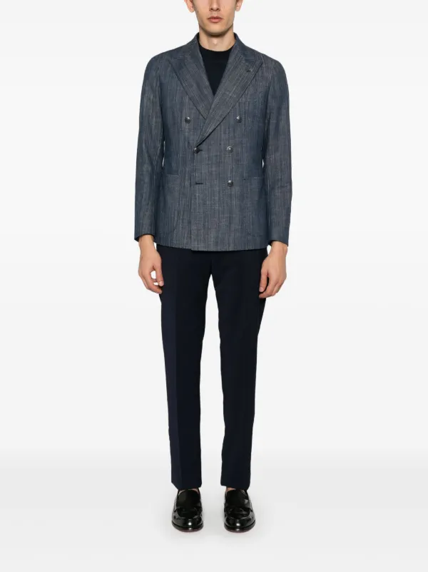 TAGLIATORE コットン デニムPコート ダブルジャケット ブルー 44 Tagliatore デニムジャケット | ブルー | FARFETCH JP