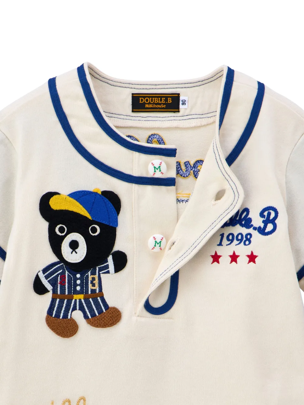Miki House Baseball-langarmshirt In Weiss