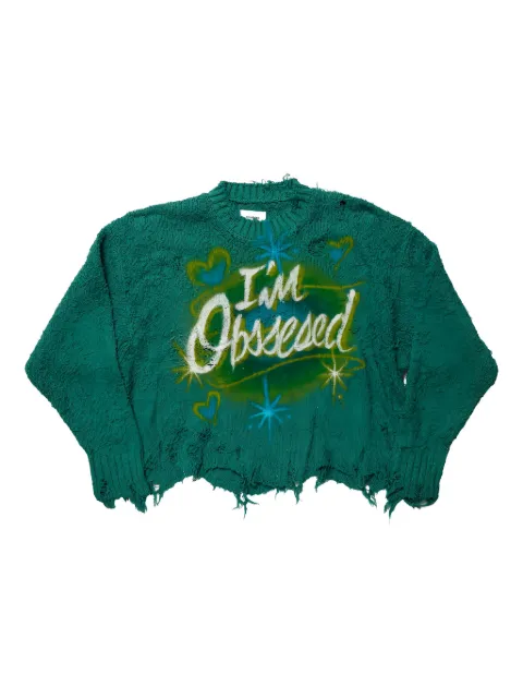 Doublet airbrush-print frayed sweater