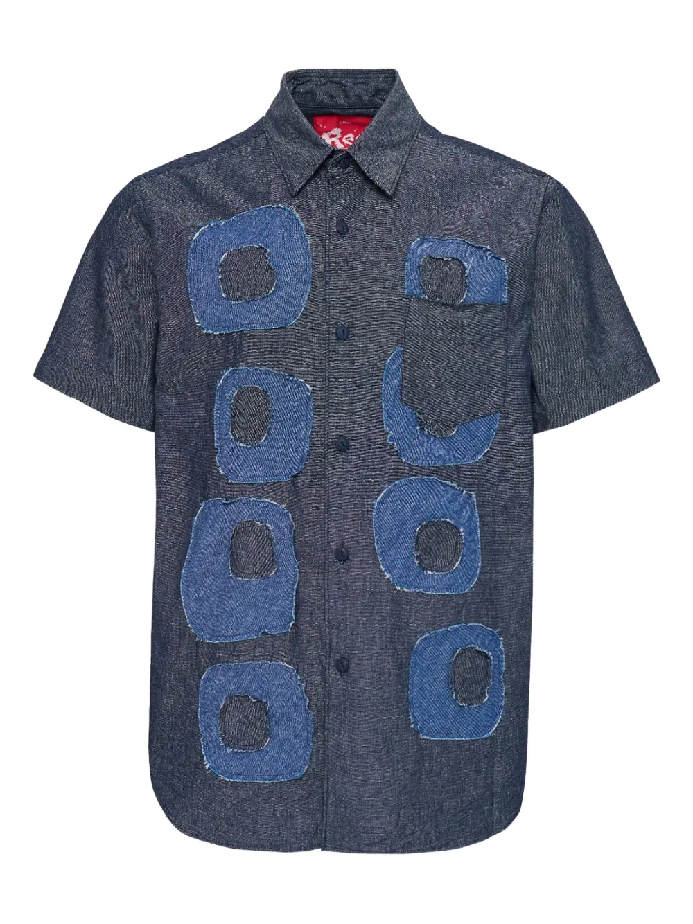 panelled short-sleeved shirt