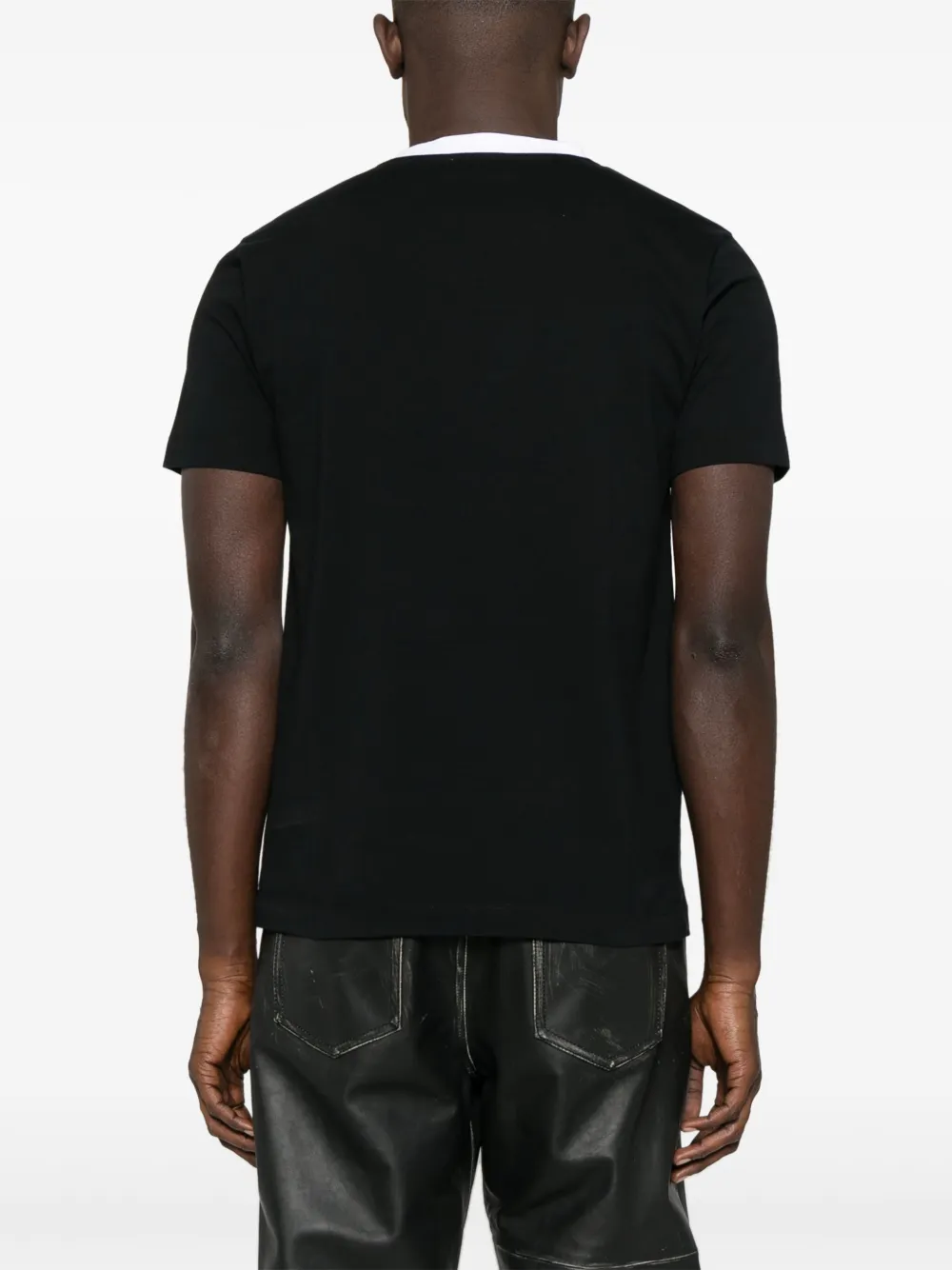 Off-white Quote Design Crew Neck T-shirt With Visual Contrast In Black