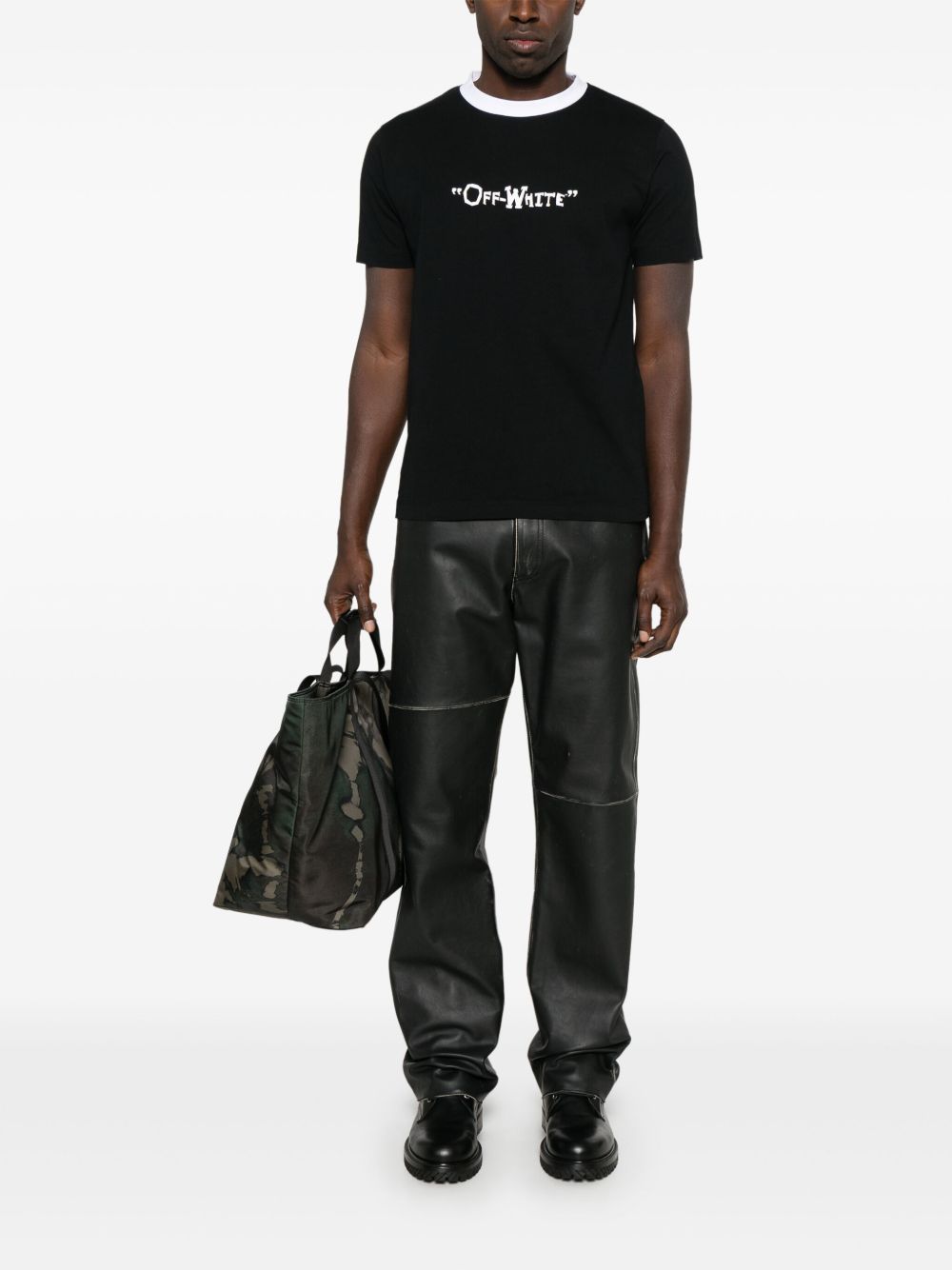 Off-White T-shirt met logoprint - Zwart